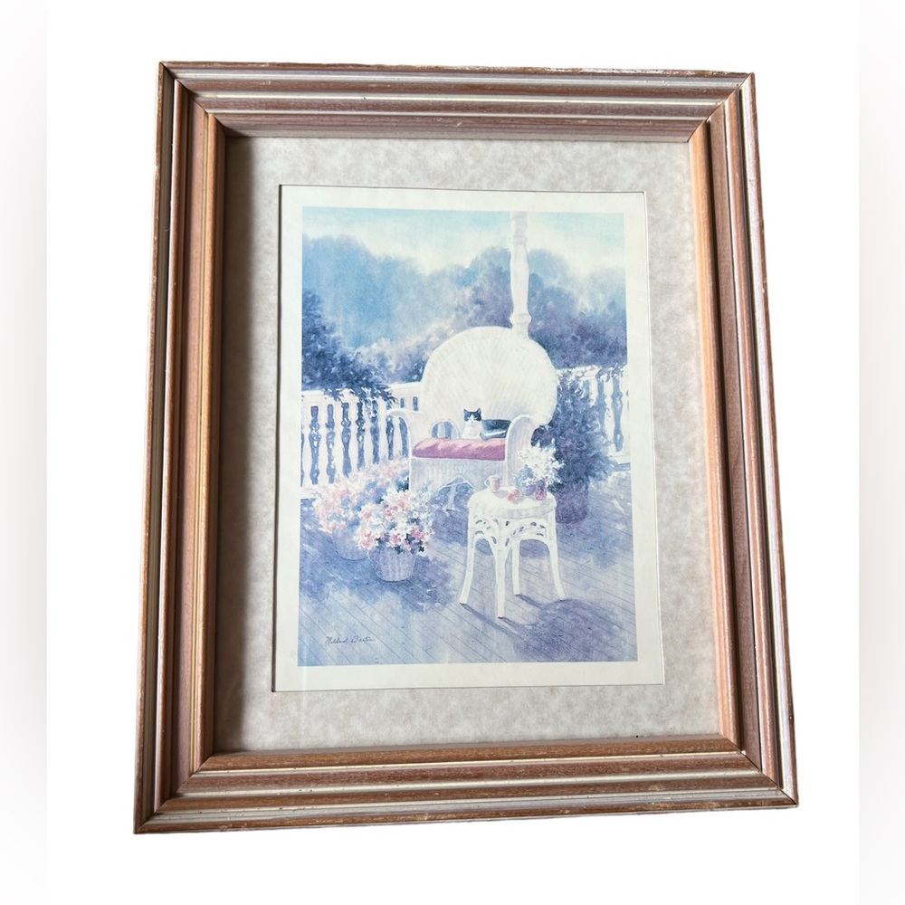 Vintage Mildred Bartee “Cat on Chair” Framed Print 8”x10”